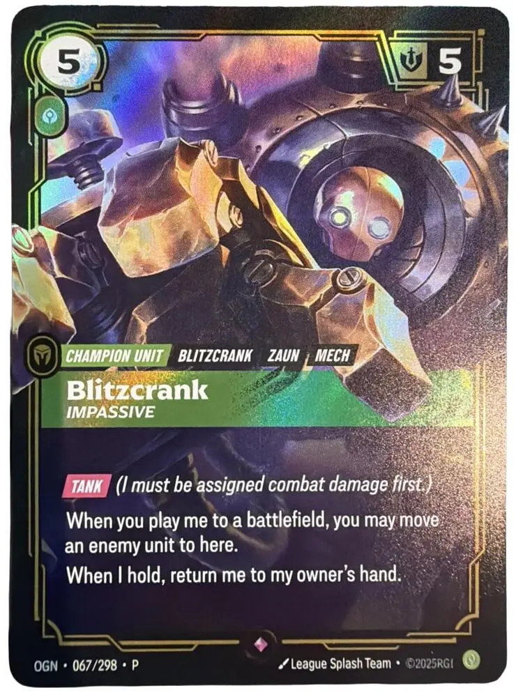 Blitzcrank Impassive - OGN-067-p - Promotional Cards - Riftbound card